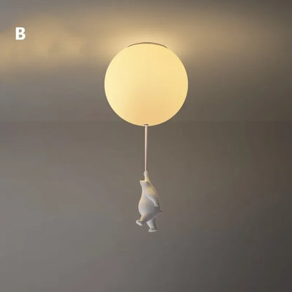 DecorBites™ Bear LED Ceiling Chandelier: Cute PVC Ball Lampshade for Children's Room Decor