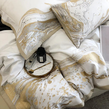 DecorBites™ Egyptian Cotton Luxury Bedding Set Quilt Cover Pillow Shams Bedclothes