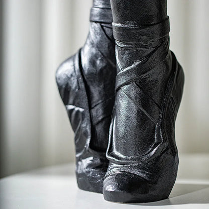DecorBites™ Ballet Shoes Vase: Realistic Dancer Portrait Sculpture for Home Decoration