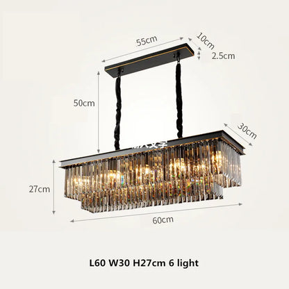 DecorBites™ Gold Black Metal LED Pendant Lights with Crystal Suspension and Chain Hangings