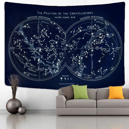 DecorBites™ Cosmic Constellation Compass Tapestry: Abstract Psychedelic Witchcraft Wall Hanging