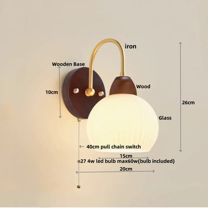 DecorBites™ LED Glass Wall Sconce Pull Chain Switch Modern Stair Light Fixtures
