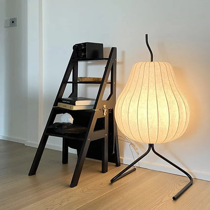 DecorBites™ Japanese Silk Floor Lamp: Wabi Sabi LED Fabric Lamp for Living Room & Bedroom