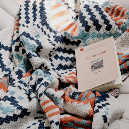 DecorBites™ Boho Geometric Summer Blanket - Thin & Breathable Quilt for Children and Adults
