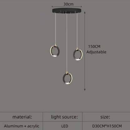 DecorBites™ Aluminum LED Chandelier Crystal Round Hanging Lamps Luxury Staircase Lighting Fixtures