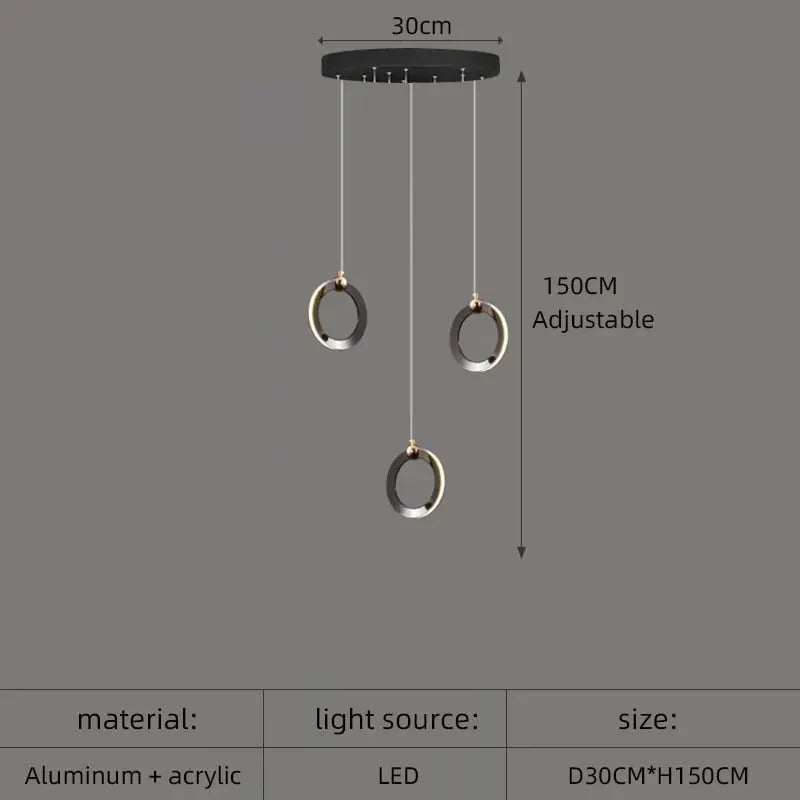 DecorBites™ Aluminum LED Chandelier: Luxury Crystal Round Hanging Lamps for Staircase and Attic