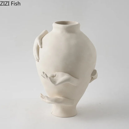 DecorBites™ Abstract Art Ceramic Vase for Desk Decoration and Room Aesthetic