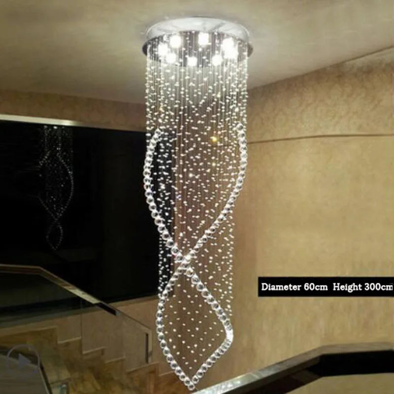 DecorBites™ Crystal Chandelier: LED Light Fixture for Villa Hall Stairs.