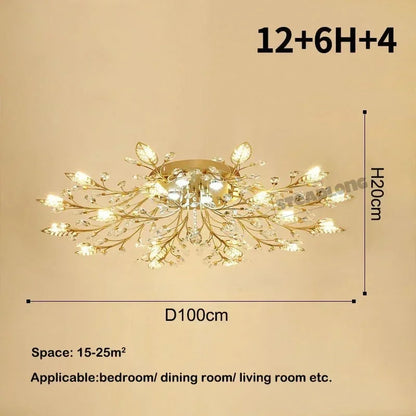 DecorBites™ Crystal Ceiling Chandelier LED Light Fixture for Living Room Bedroom Kitchen