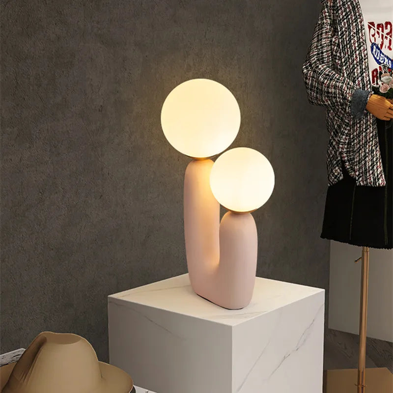 DecorBites™ Glass Ball Table Lamp: Green Pink Resin Nordic Creativity Cute Bedroom Decor