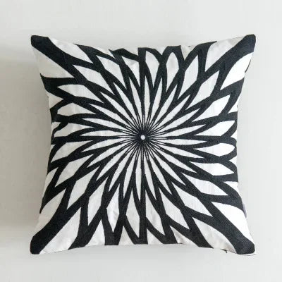 DecorBites™ Black White Embroidered Cushion Cover 45x45cm Sofa Bed Chair Home Decor