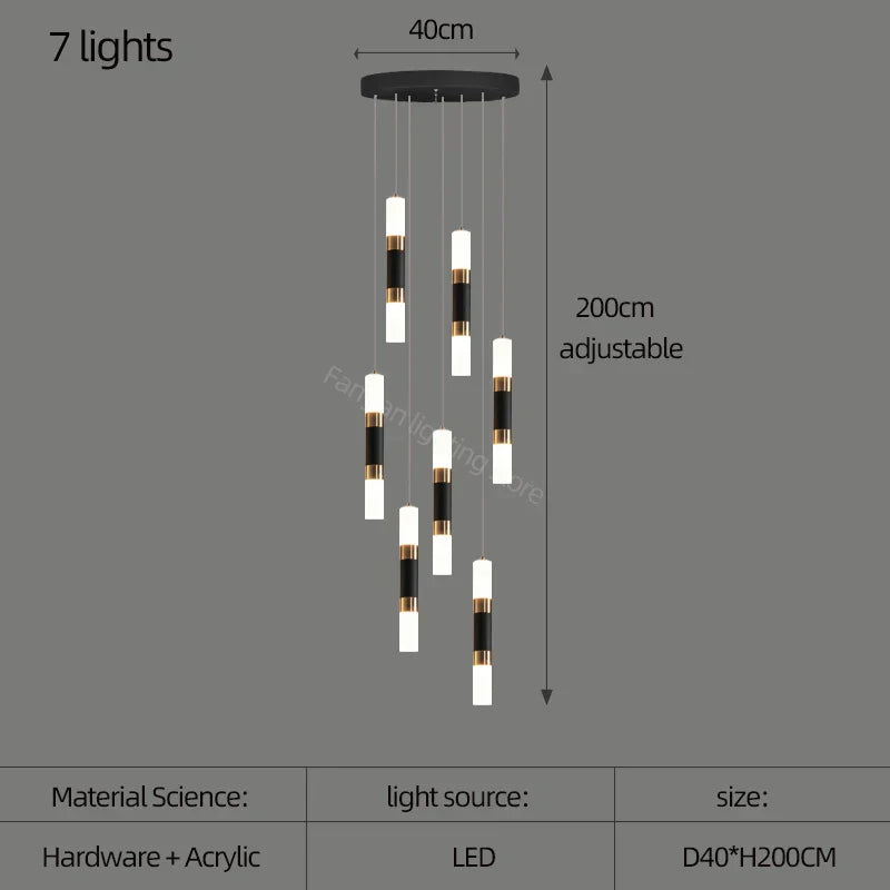 DecorBites™ LED Chandelier Stairway Lamp Dining Table Kitchen Lighting Acrylic Chandelier