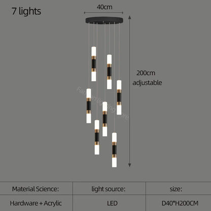 DecorBites™ LED Chandelier Stairway Lamp Dining Table Kitchen Lighting Acrylic Chandelier
