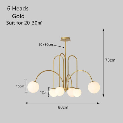 DecorBites™ Glass Ball Pendant Chandelier with LED for Dining Living Bar Kitchen Island