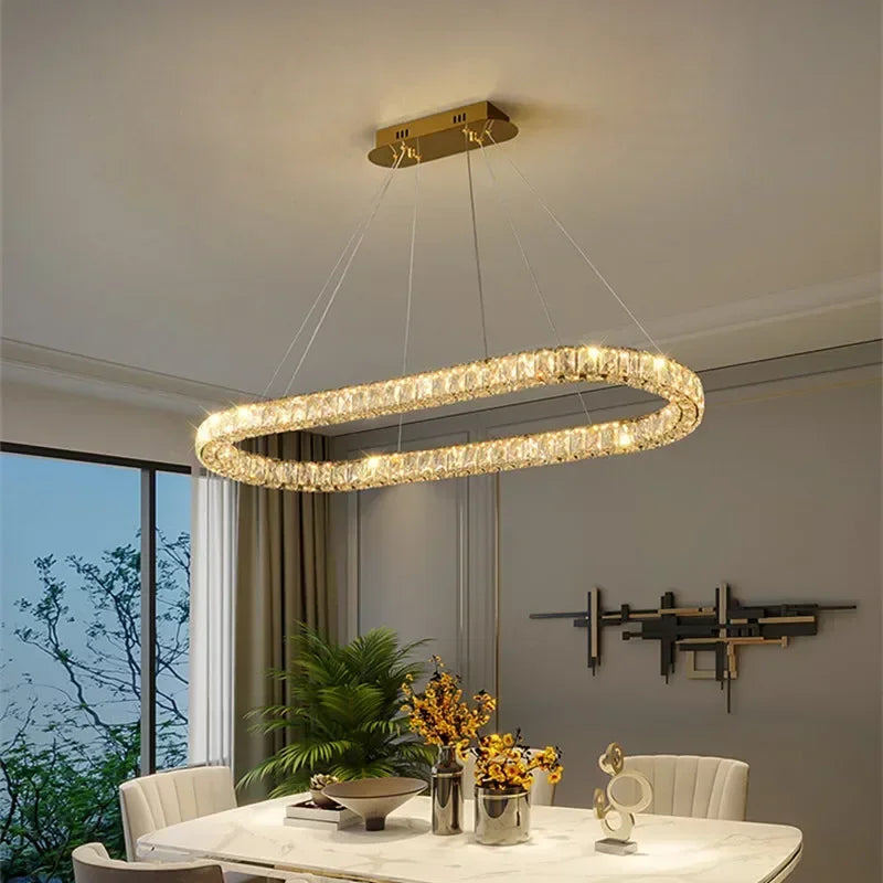 DecorBites™ Crystal Ceiling Lights: Modern Luxury Dimmable LED Chandelier for Living Room