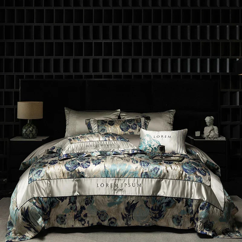 ™ Luxe Brocade Jacquard Bedding Set with Egyptian Cotton & Embroidery
