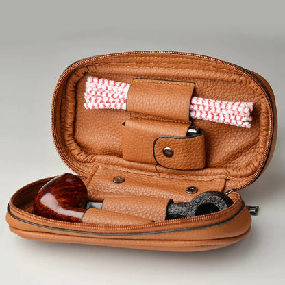 DecorBites™ Cowhide Leather Pipe Bag Holder for 3 Pipes