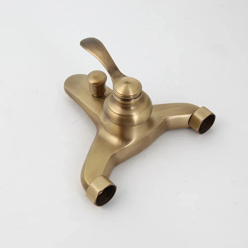 DecorBites™ Antique Brass Wall Mounted Shower Faucet Set with Hand Shower Head