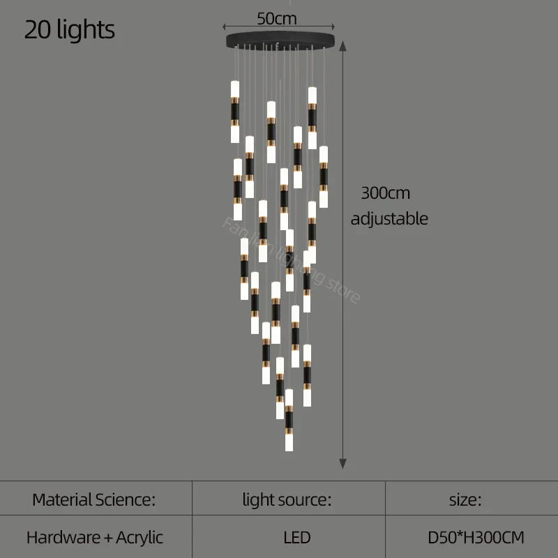 DecorBites™ LED Chandelier Stairway Lamp Dining Table Kitchen Lighting Acrylic Chandelier