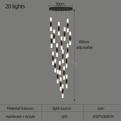 DecorBites™ LED Chandelier Stairway Lamp Dining Table Kitchen Lighting Acrylic Chandelier