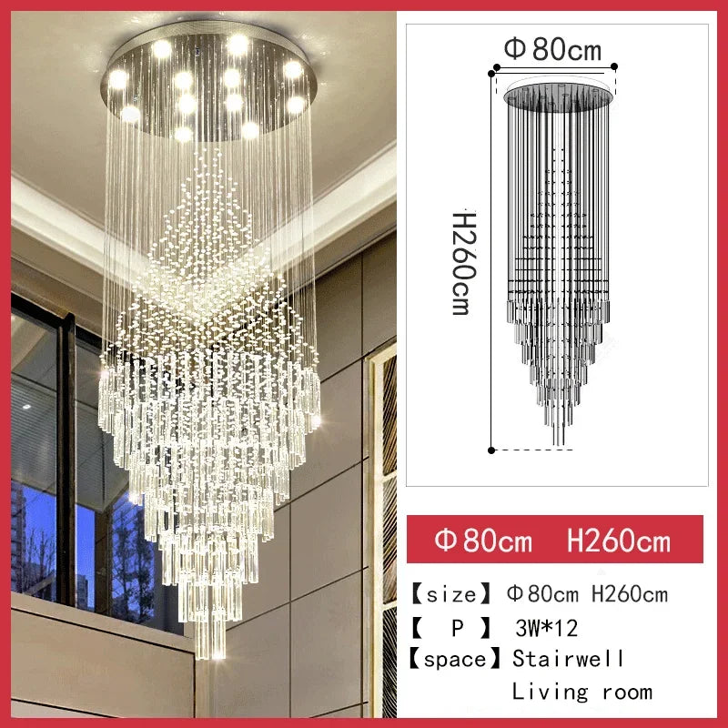 DecorBites™ Crystal Chandelier for Staircase & Living Room - Modern LED Lighting Solution
