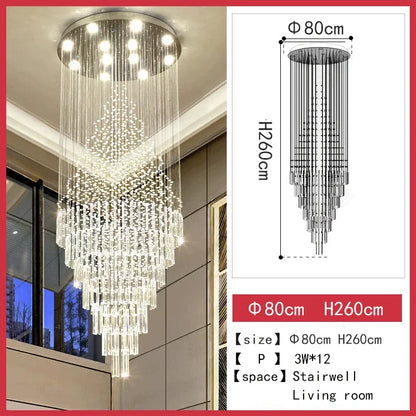 DecorBites™ Crystal Chandelier for Staircase & Living Room - Modern LED Lighting Solution