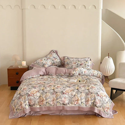 DecorBites™ Egyptian Cotton Bedding Set Queen King Ru Double, Quilt Cover Sheet Pillowcase
