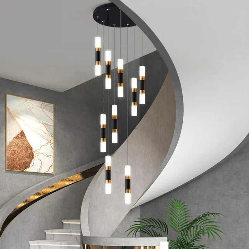 DecorBites™ LED Staircase Chandelier: Modern Duplex Home Lighting for Architectural Decoration