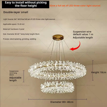 DecorBites™ Crystal Chandelier for Living and Dining Room High-End Elegant Bedroom Lighting