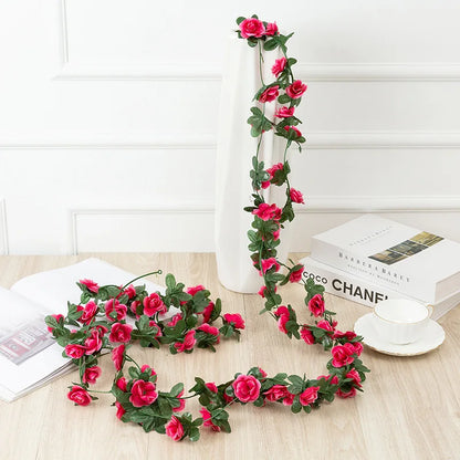 DecorBites™ 250cm Rose Flowers Vine Garland Autumn Cane Backdrop Decor
