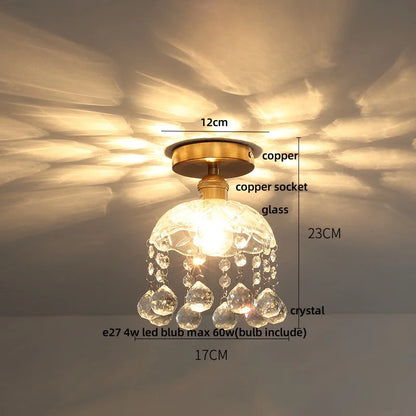 DecorBites™ Crystal Glass Luxury LED Ceiling Light for Hallway Bedroom Corridor Interior Decor