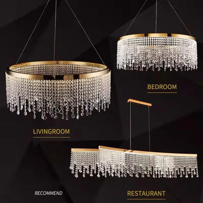 DecorBites™ Crystal Chandelier Pendant Light for Living Dining Room Luxury Lamps