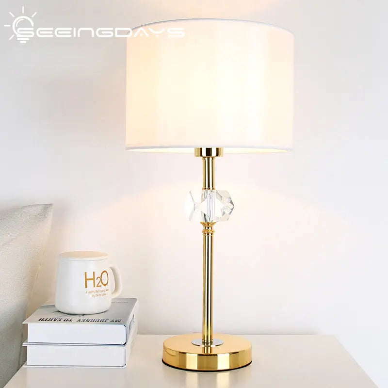 ™ Golden Crystal Bedside Lamp: Modern, Cozy, Romantic Night Light