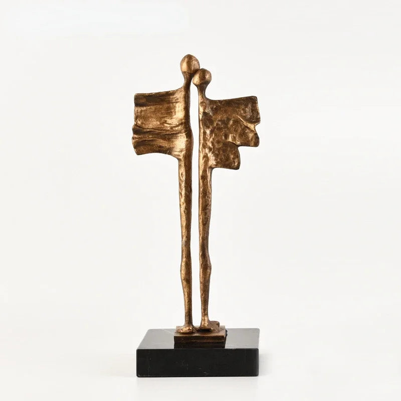DecorBites™ Abstract Iron Cast Couple Statue for Home Decor and Family Happiness