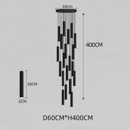 DecorBites™ Black LED Crystal Staircase Chandelier: Modern Nordic Design, Creative Island Hanging Lamp