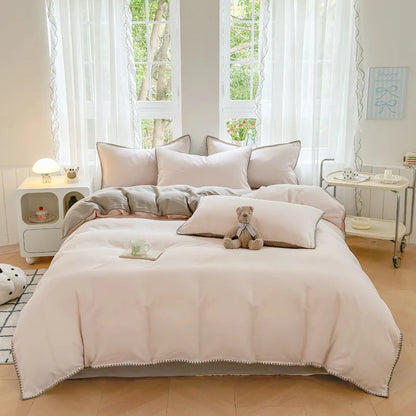 DecorBites™ Cotton Edge Embroidery Bedding Set for Autumn/Winter