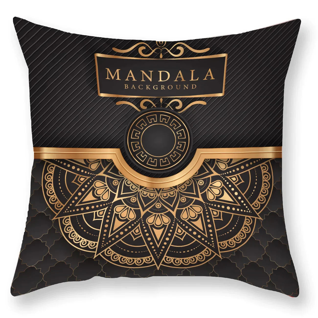 DecorBites™ Black Gold Mandala Luxury Printed Pillowcase §