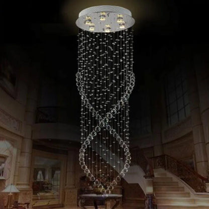 DecorBites™ Crystal Chandelier: Modern LED Staircase Light Fixture for Villa Hall
