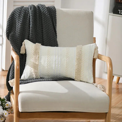 DecorBites™ Boho Geometric Tufted Tassel Cushion Cover 30x50/45x45cm