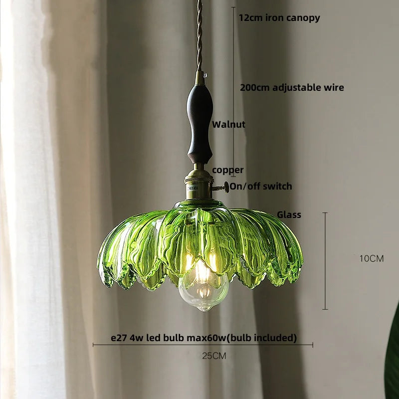 DecorBites™ Amber Glass LED Pendant Lamp Modern Nordic Hanging Light