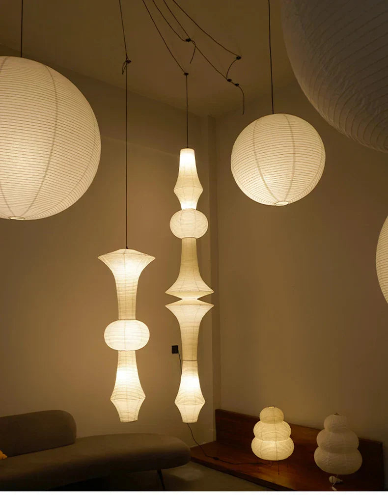 DecorBites™ Akari Rice Paper Pendant Lamp for Living Room Bedroom, LED Hanging Light