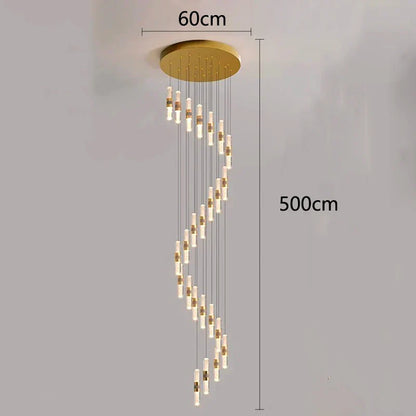 DecorBites™ Crystal Chandelier Stair Pendant Lamp Living Room Pendant Lights Interior Lighting
