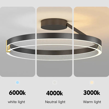 DecorBites™ Black Gold Round Chandelier: Modern Design Ceiling Lamp for Home Decoration
