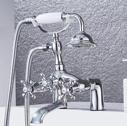 DecorBites™ Antique Chrome Bathtub Shower Mixer Faucet Tap Set for Bathroom