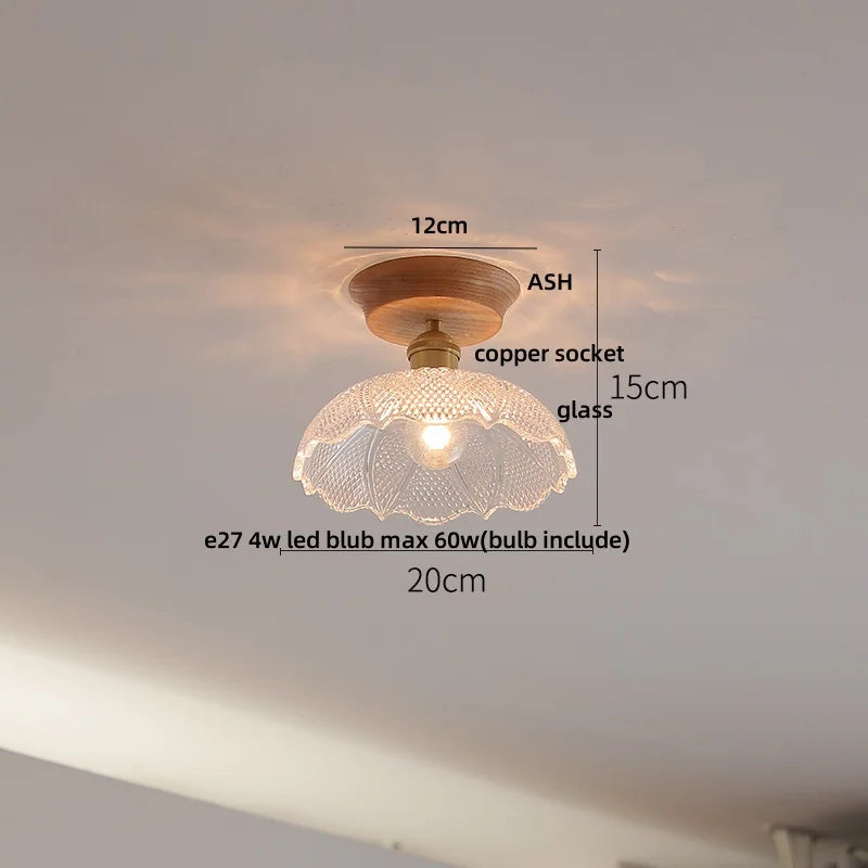 DecorBites™ Lotus Glass LED Ceiling Light with Copper Base - Modern Nordic Design