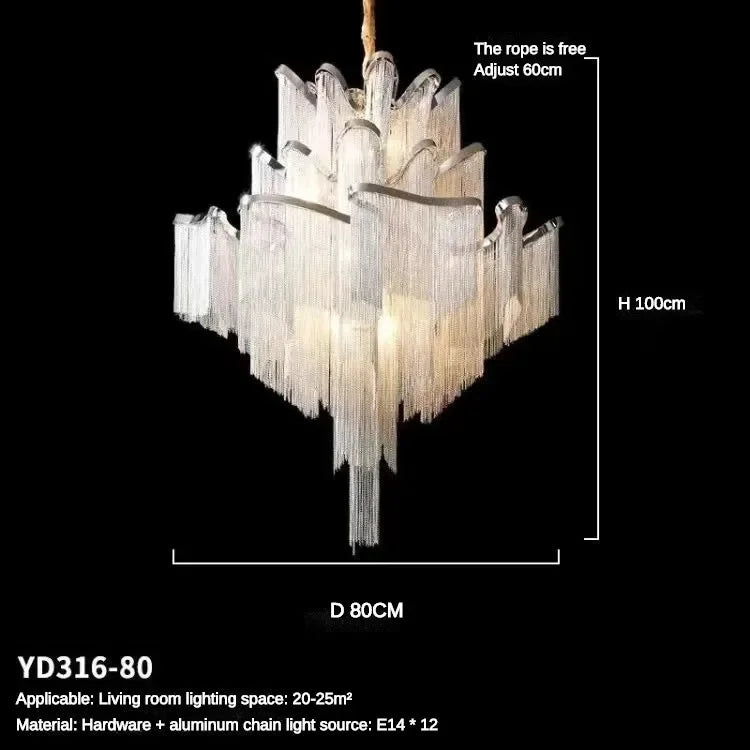 DecorBites™ LED Flower Tassels Ceiling Chandelier for Living Room, Staircase - Elegant Villa Pendant Light