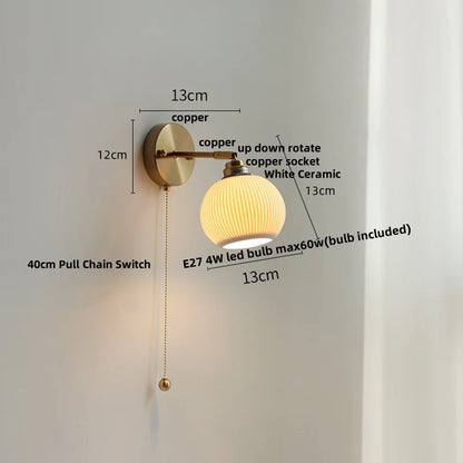DecorBites™ Ceramic LED Wall Sconce Up Down Rotate Pull Chain Mirror Light