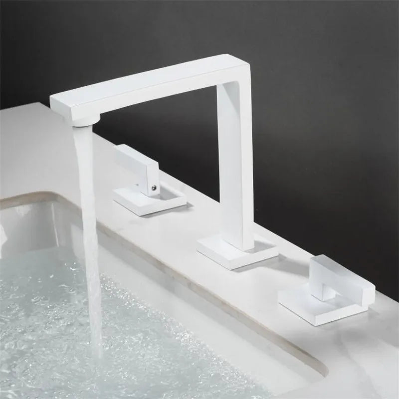 DecorBites™ Brushed Gold Basin Faucet: Brass Antique Sink Faucet, 3 Hole Waterfall Bathroom Tap