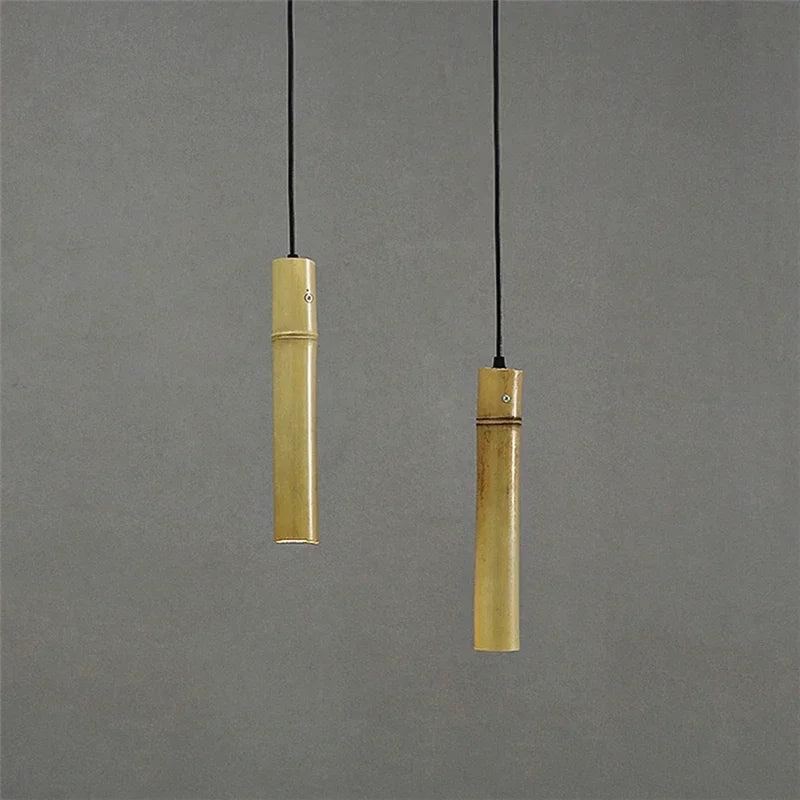 DecorBites™ Bamboo Tube Pendant Lights for Tea Room Restaurant Kitchen Dining, Wire Adjustable