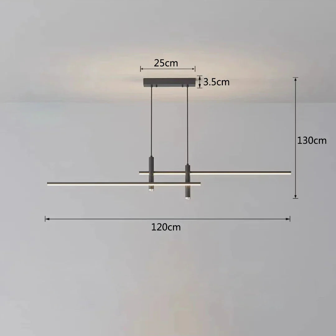DecorBites™ Black/Gold LED Dining Room Island Chandelier: Modern Minimalist Kitchen Hanging Lamp